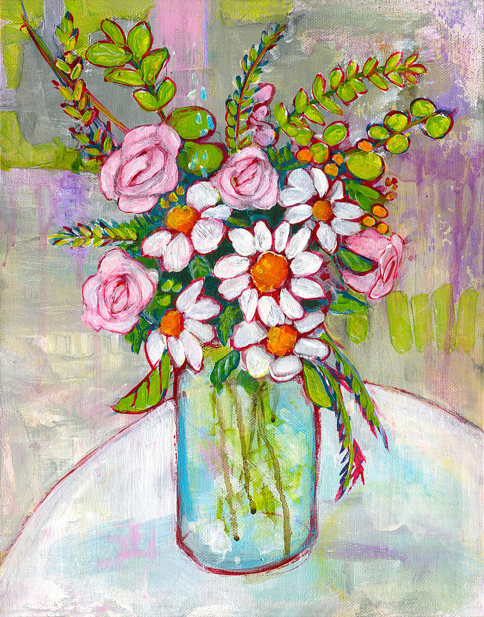 Wildflower Daisy Flowers Painting by Blenda Studio