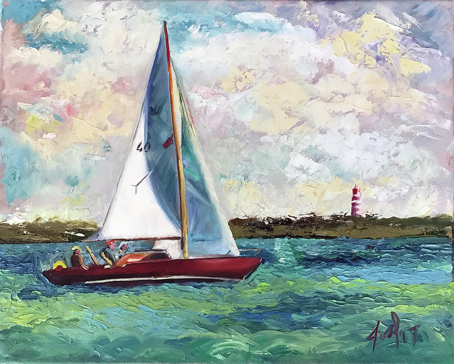Ollie and Molly Take Mara Sailing Painting by Josef Kelly