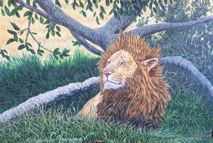 Wildlife Painting - Olmisigiyoi Lion by Wayne Monninger