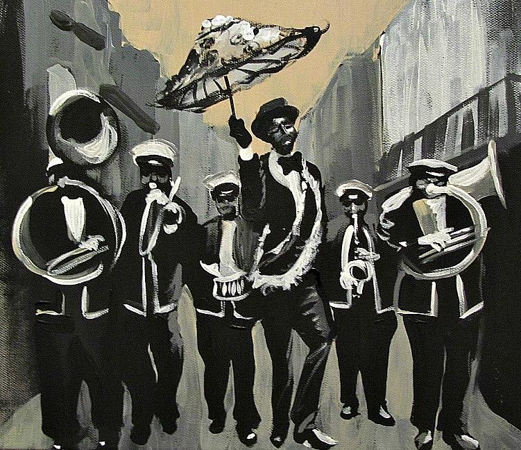 Olympia Brass Band Serious Painting by Kerin Beard