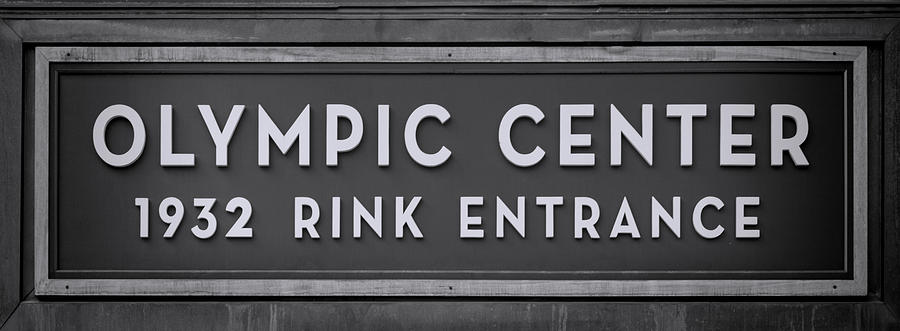 Winter Photograph - Olympic Center 1932 Rink Entrance - Monochrome by Stephen Stookey