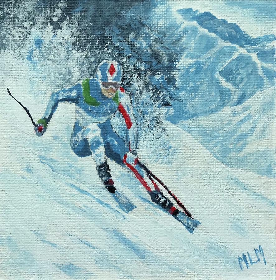 Olympic Downhill Skier Painting by ML McCormick