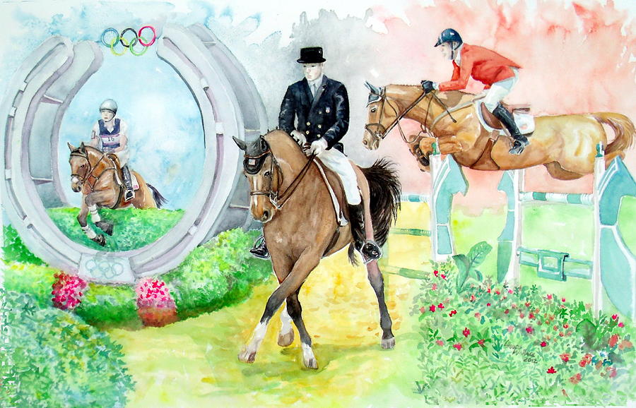 Olympic Equestrian Events  Painting by Leslie Hoops-Wallace