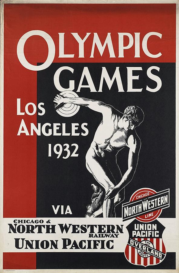 Olympic Games - Los Angeles 1932 - North Western Railway - Retro travel Poster - Vintage Poster Photograph by Studio Grafiikka