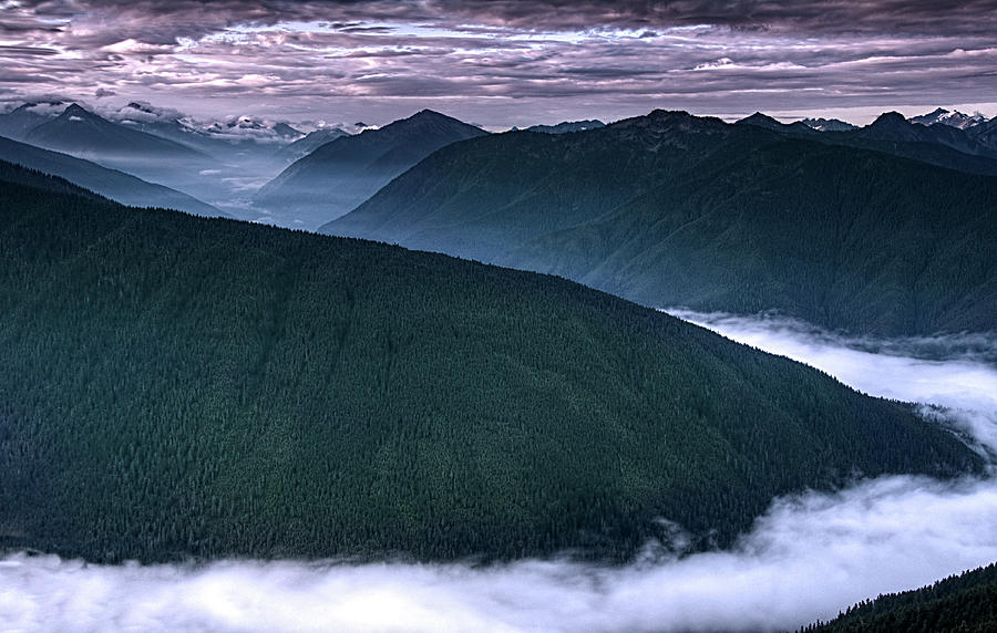 Olympic Mountains in the Clouds - Washington Photograph by Mitch Spence