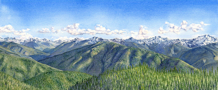 Olympic Mountains Painting by Julie Senf