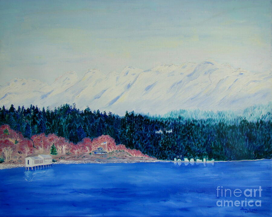 Olympic Mt and Pugent Sound Painting by Lisa Rose Musselwhite