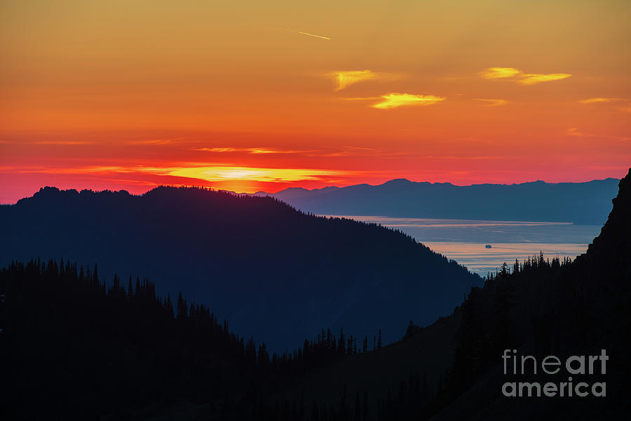 Olympic Peninsula Sunset And The Strait Photograph