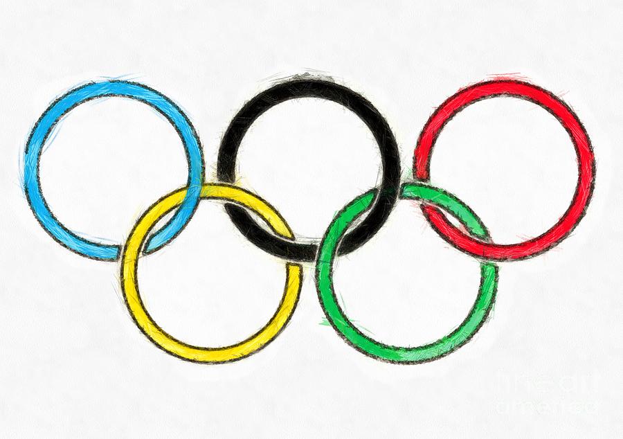 Winter Digital Art - Olympic Rings Pencil by Edward Fielding