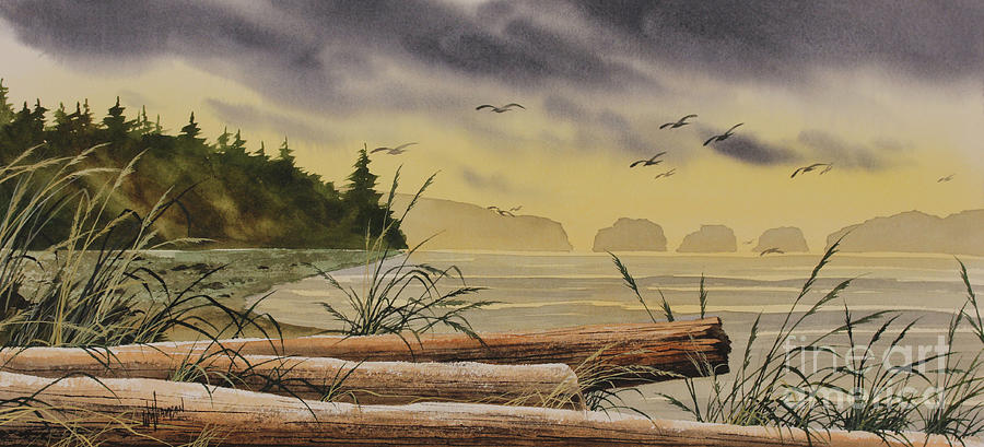 Olympic Seashore Sunset Painting by James Williamson