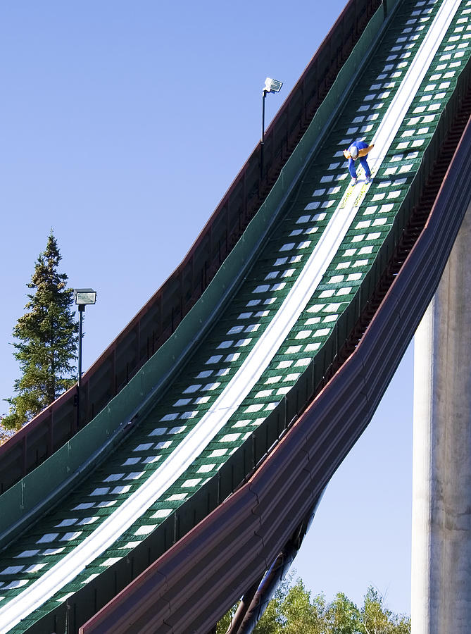 Winter Photograph - Olympic Ski Jump Training by Sherry  Curry