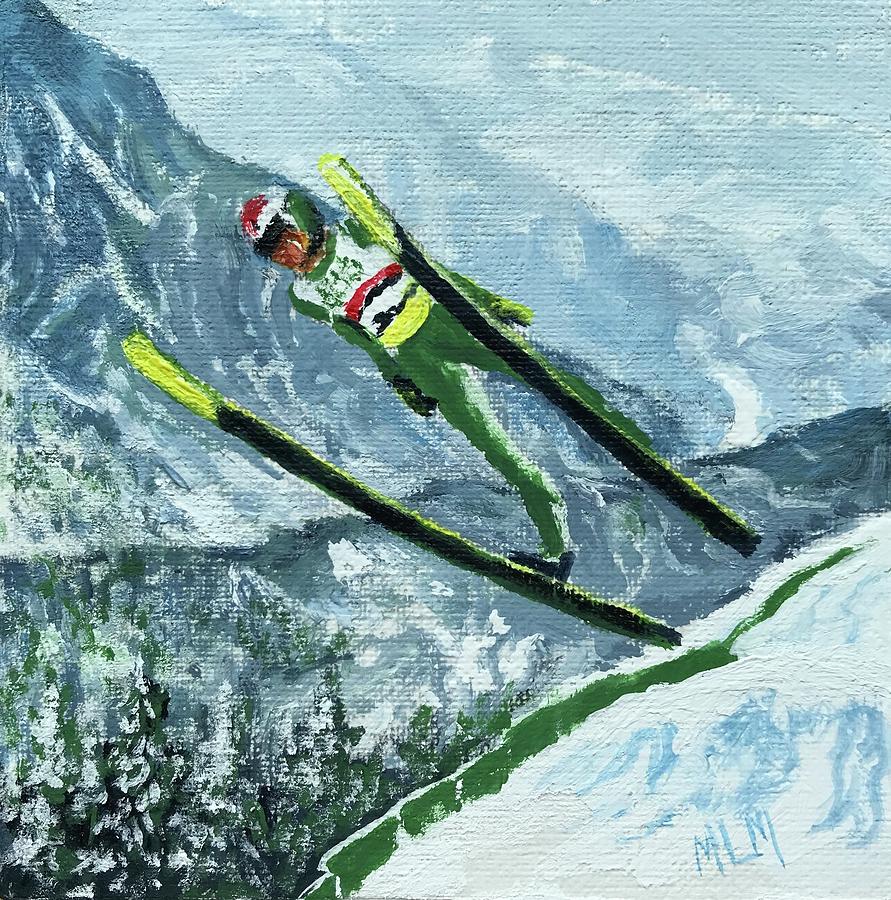 Olympic Ski Jumper Painting by ML McCormick