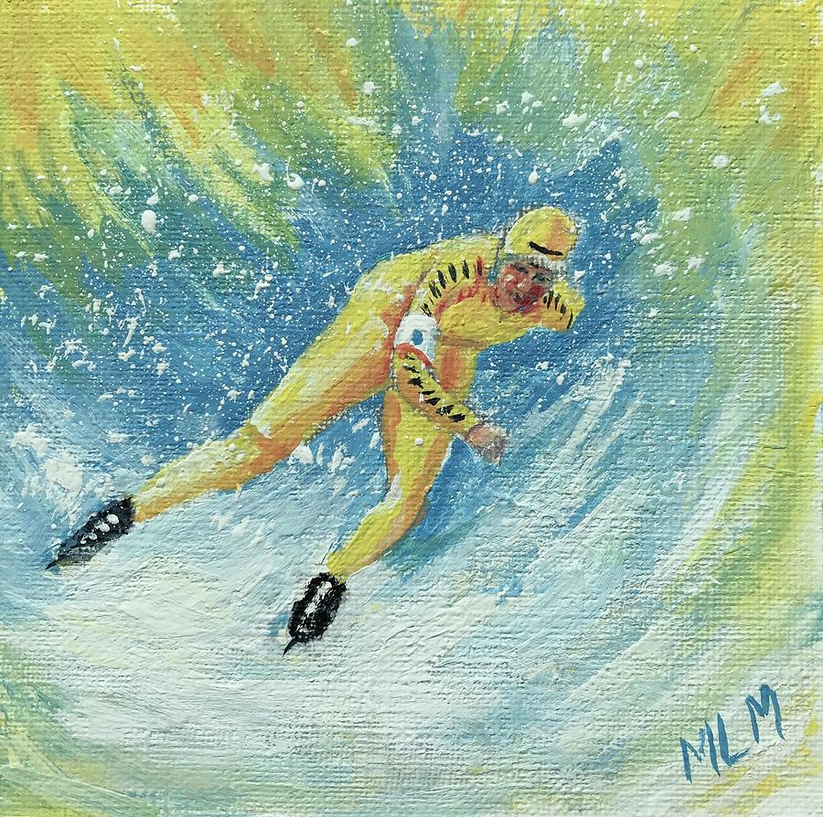 Olympic Speed Skater Painting by ML McCormick