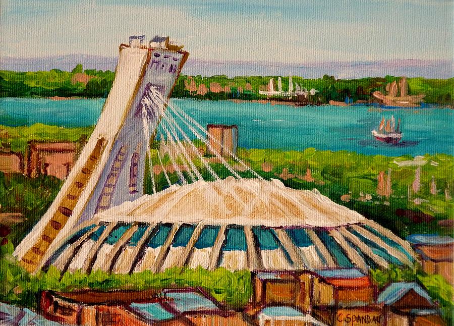 Olympic Stadium  Montreal Painting by Carole Spandau