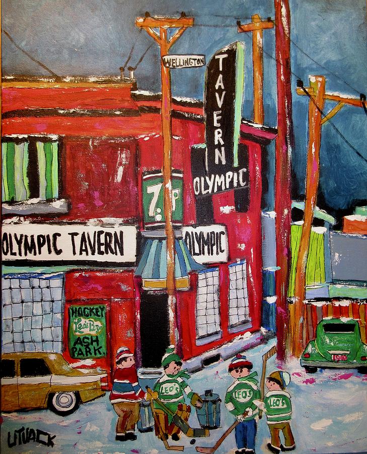 Olympic Tavern Wellington Point St. Charles  Painting by Michael Litvack