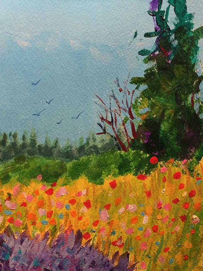 Wildflowers Painting - Olympic View by Marion Corbin Mayer Wildflowers Painting - Olympic View by Marion Corbin Mayer
