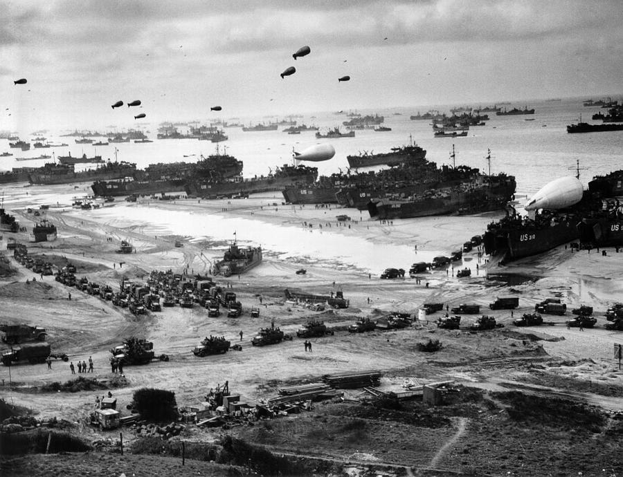 D Day Photograph - Omaha Beach Resupply - Normandy Invasion - 1944 by War Is Hell Store