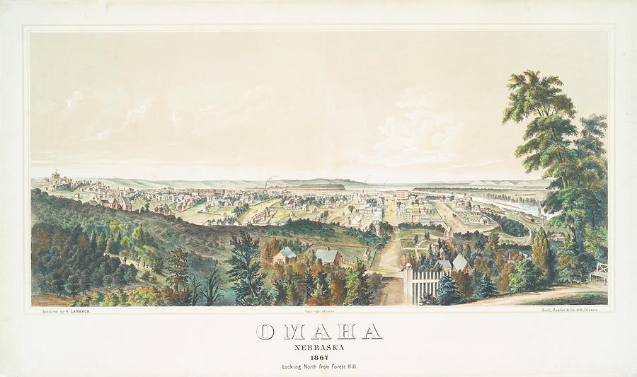 Omaha, Nebraska looking north from Forest Hill 1867 Photograph by Ricky Barnard
