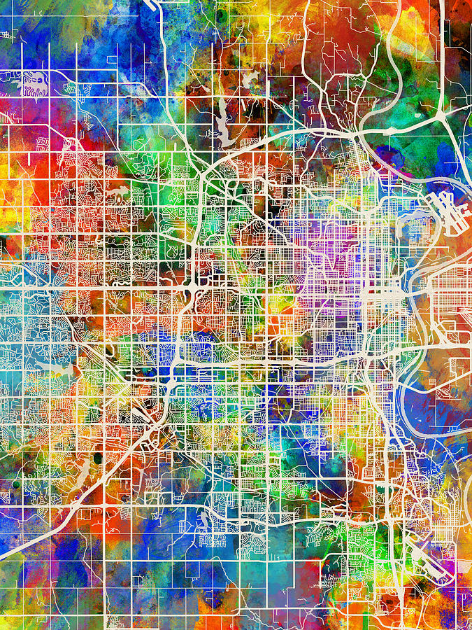 Omaha Nebraska City Map Digital Art by Michael Tompsett