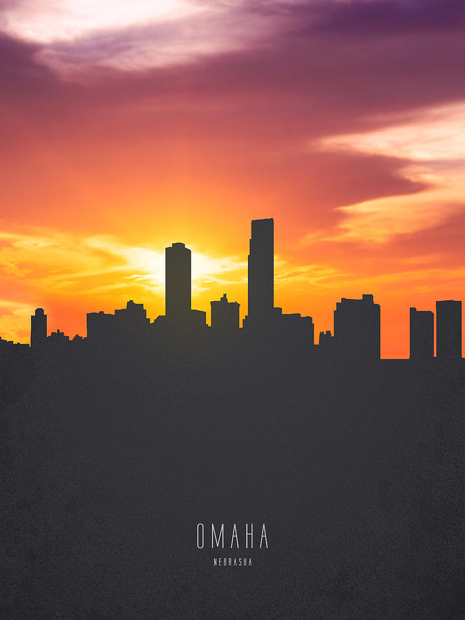 Omaha Painting - Omaha Nebraska Sunset Skyline 01 by Aged Pixel