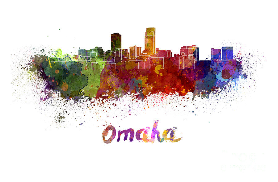 Omaha skyline in watercolor Painting by Pablo Romero - Pixels