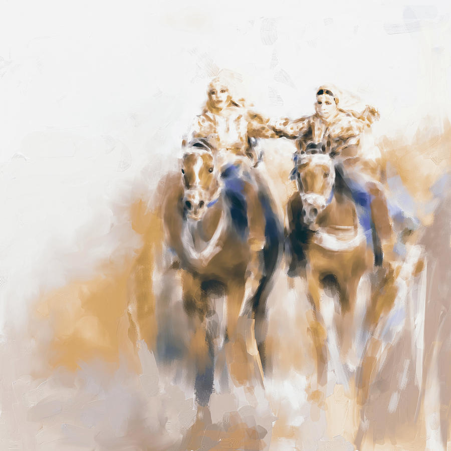 Omani Horse Riders 669 2 Painting by Mawra Tahreem