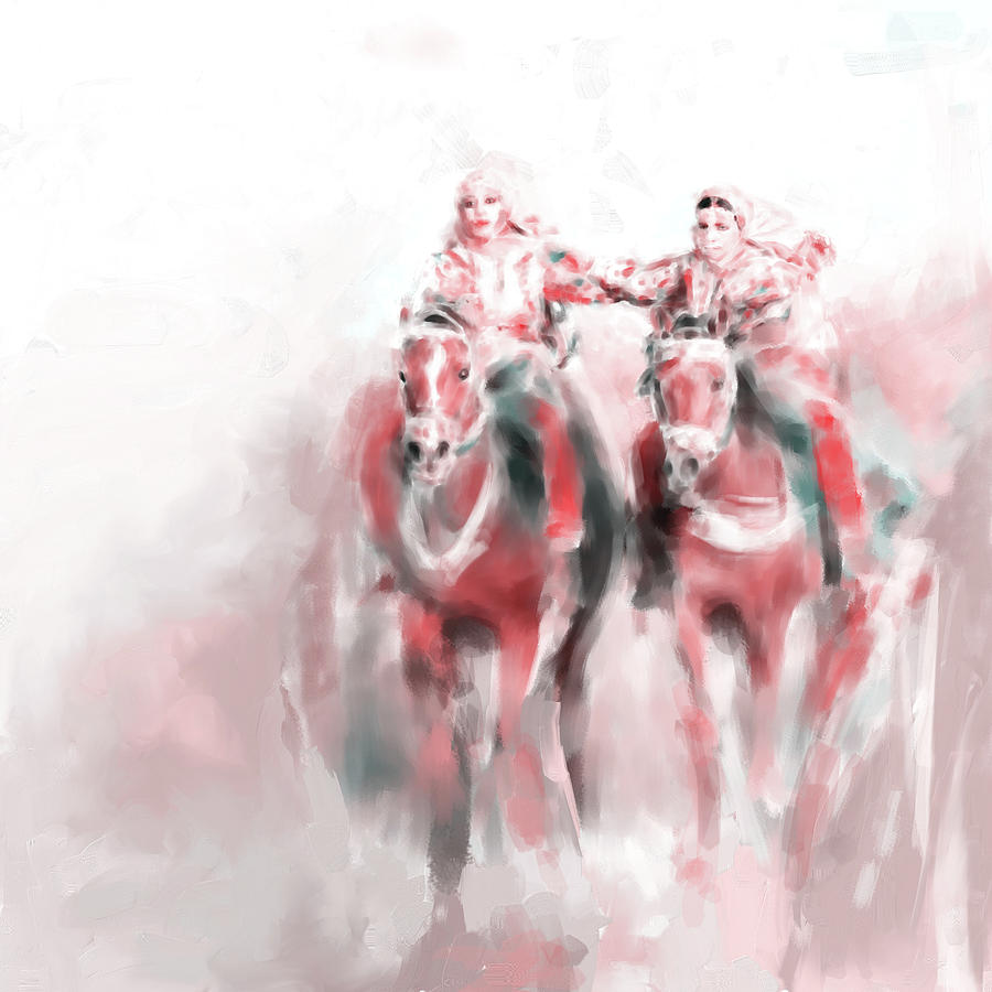 Omani Horse riders 669 3 Painting by Mawra Tahreem
