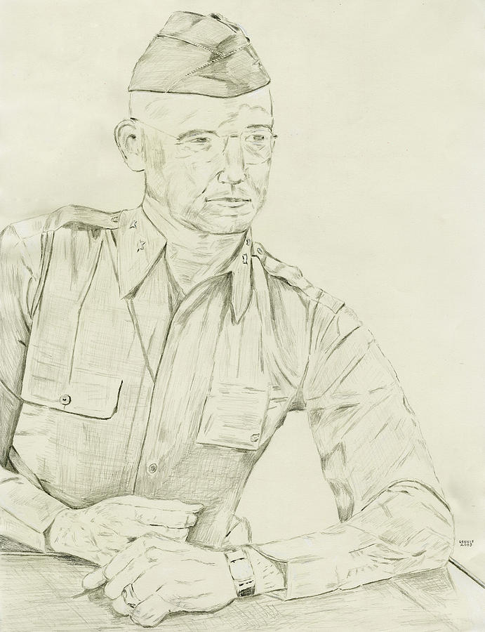 Omar Bradley Drawing by Dennis Larson - Fine Art America