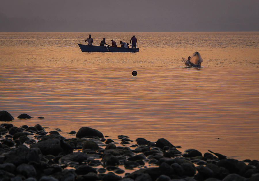 Sunset Photograph - Ometepe Fishermen by Paki OMeara