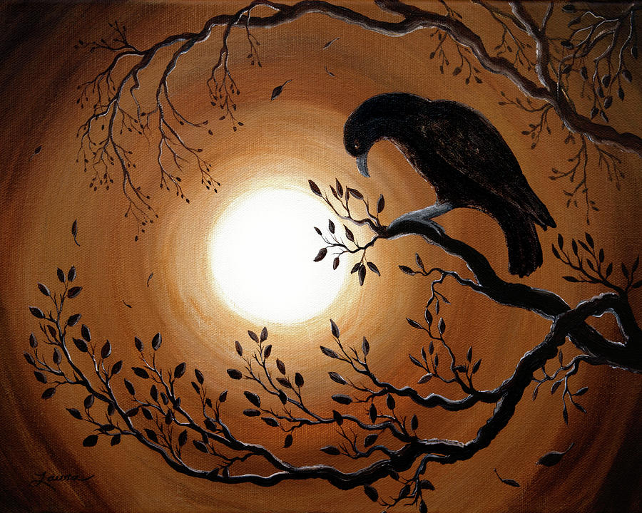 Raven Painting - Ominous Bird of Yore by Laura Iverson