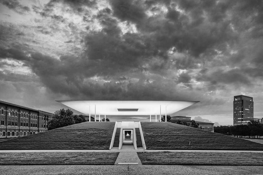 Ominous Clouds Over the James Turrell Skyscape  Twilight Epiphany - Rice University Houston Texas Photograph by Silvio Ligutti