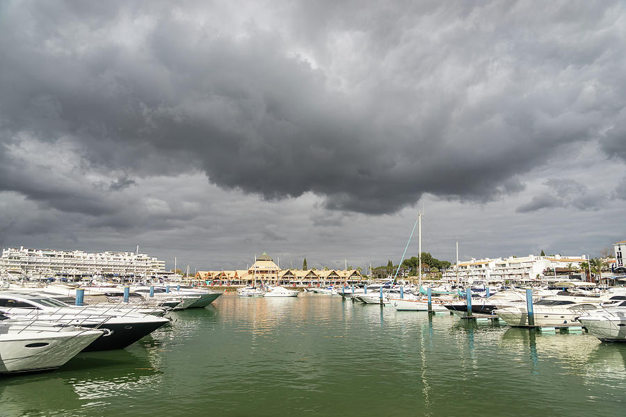 Ominous Clouds - Vilamoura Marina Algarve Portugal Photograph by Georgia Mizuleva