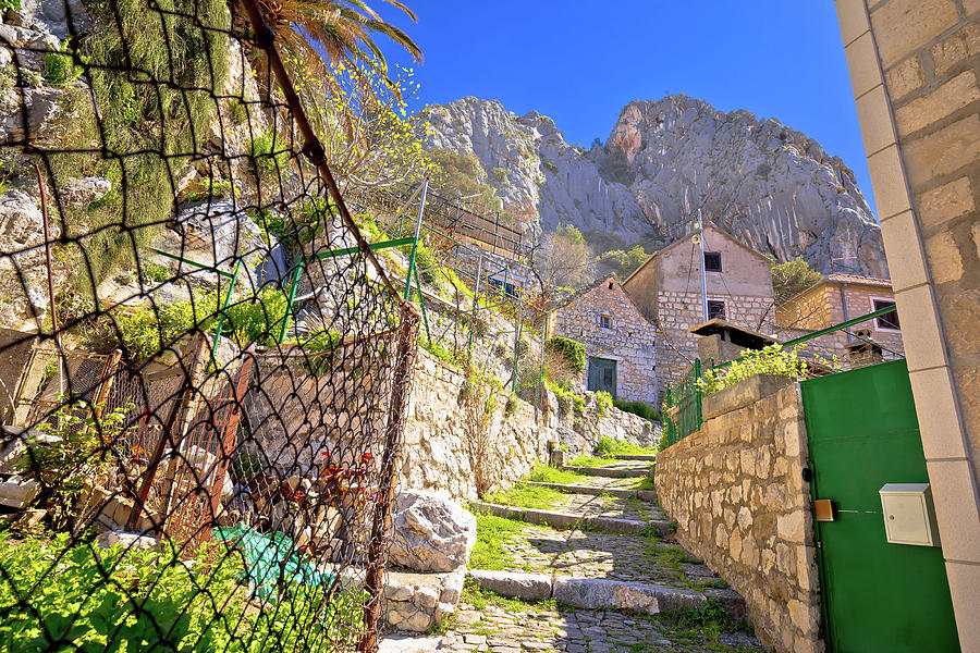 Omis old stone mediterranean street under rock view Photograph by Brch Photography