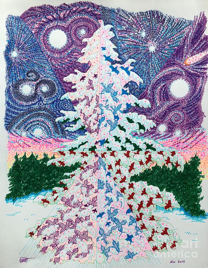 Christmas Drawing - On a starry night by Darrin Pruitt