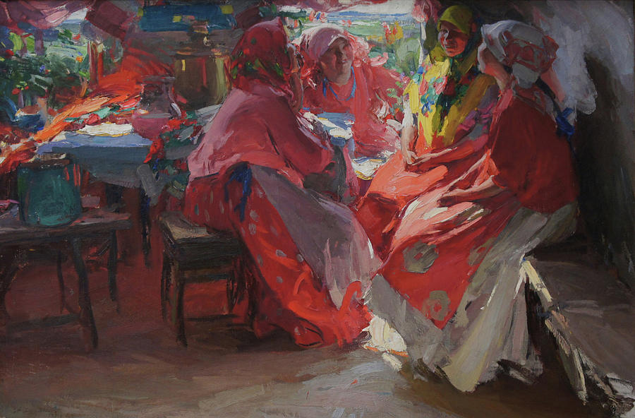 On a Visit Painting by Abram Arkhipov