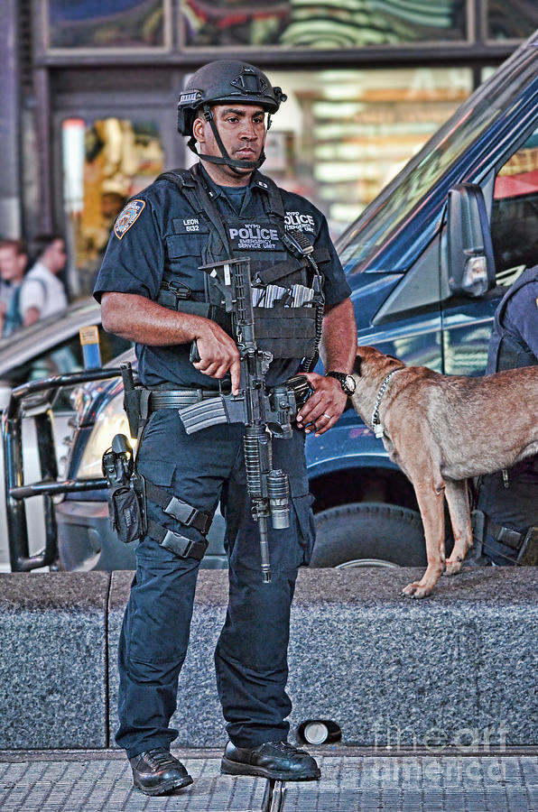 New York City Photograph - On Alert on a Hot Summers Night  in New York  by Jim Fitzpatrick
