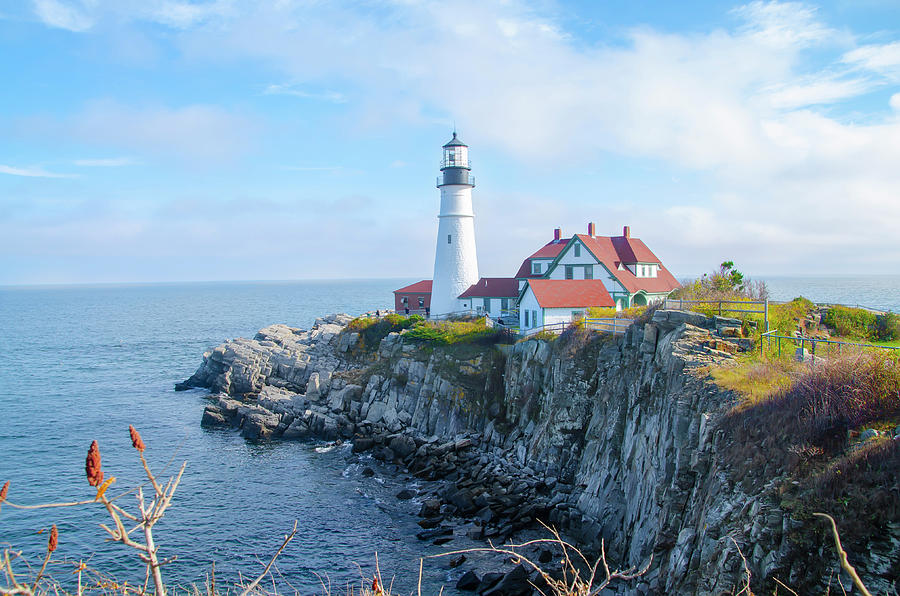 On Cape Elizabeth - Portland Head Lighthouse - Maine  Photograph by Bill Cannon