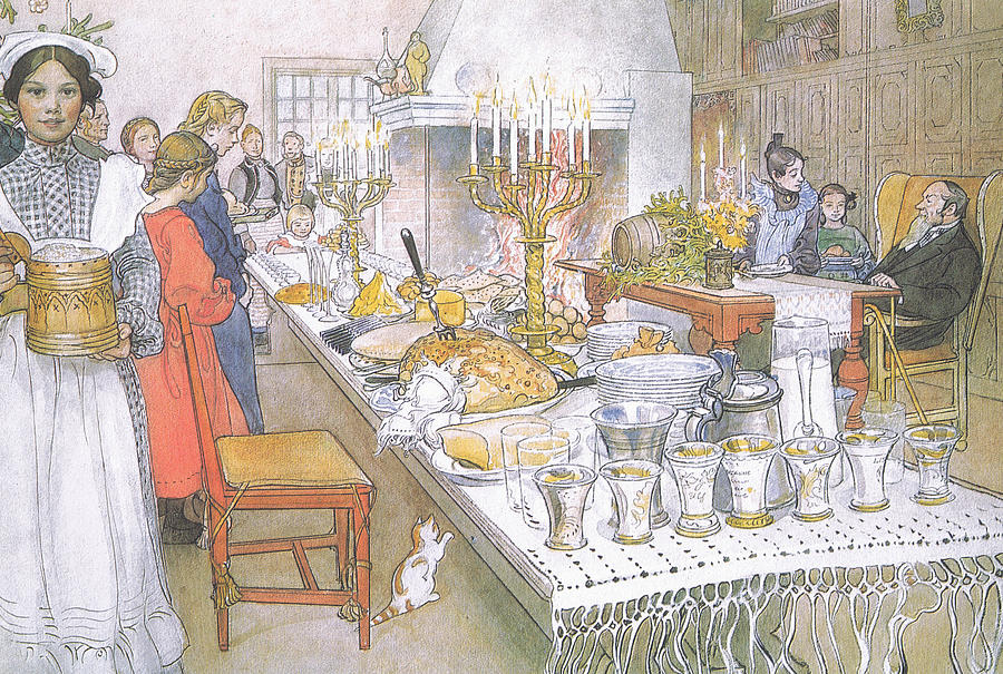 Carl Larsson Painting - On Christmas Eve by Carl Larsson