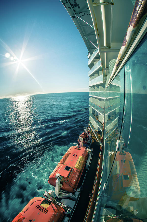 On Deck Of Large Cruise Ship In Pacific Ocean Near Alaska Photograph by Alex Grichenko