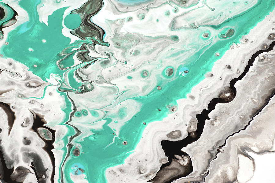 On Emerald Waves Fragment 1. Abstract Fluid Acrylic Painting Photograph by Jenny Rainbow