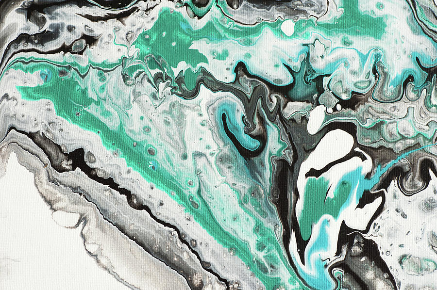 On Emerald Waves Fragment. Abstract Fluid Acrylic Painting Photograph by Jenny Rainbow