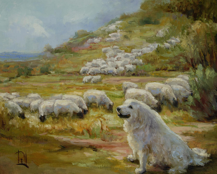 Sheep Painting - On Guard by Lilli Pell