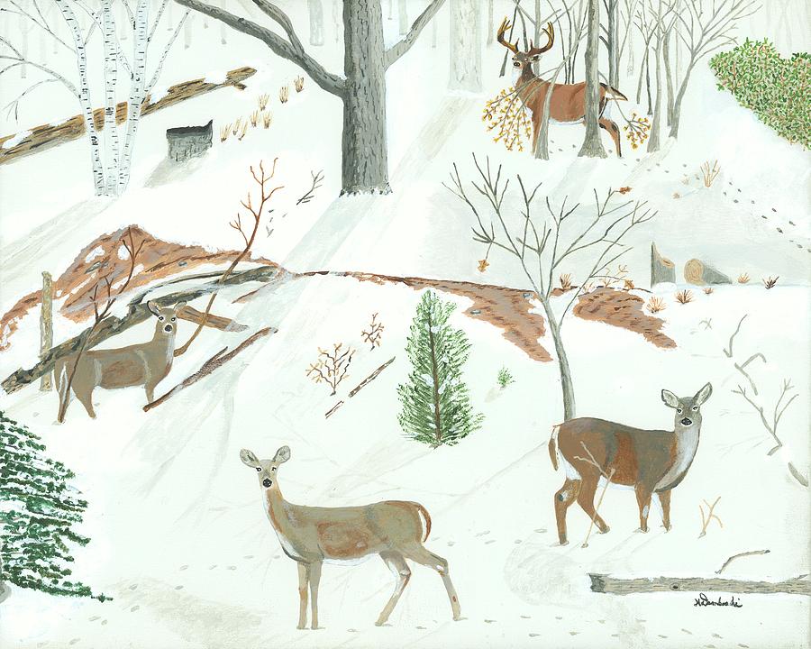 Deer Painting - On High Alert by William Demboski