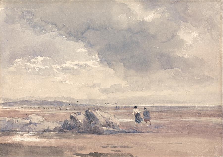 On Lancaster Sands, Low Tide by David Cox, 1840s Painting by Celestial Images