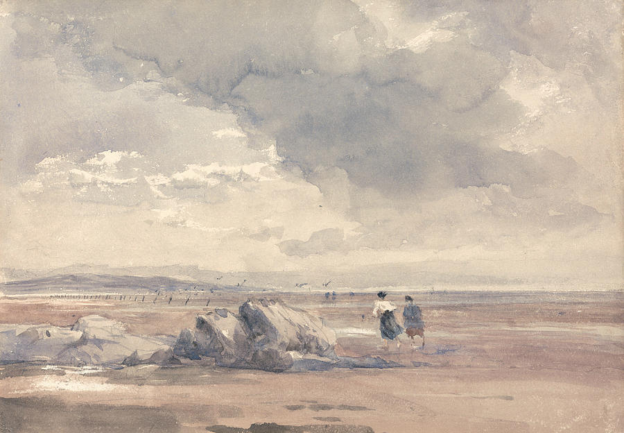 On Lancaster Sands, Low Tide Painting by David Cox