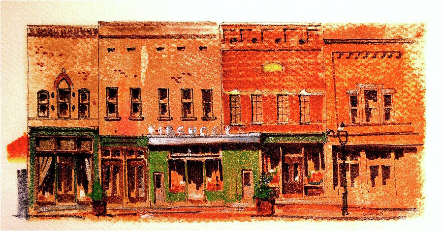 On Market Square Drawing by William Renzulli