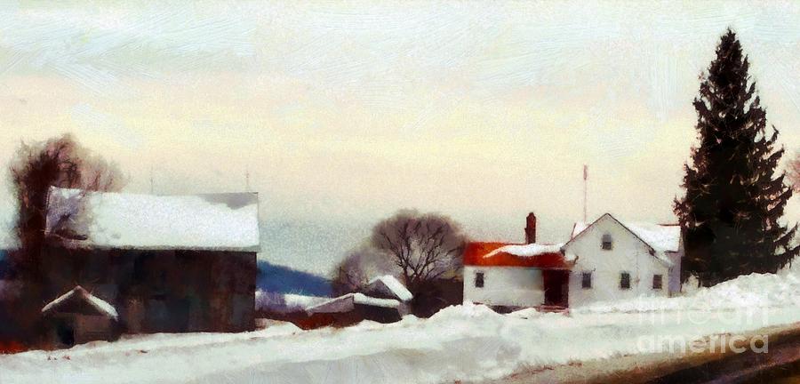 On my way home - Winter Farmhouse Photograph by Janine Riley