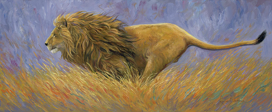 Lion Painting - On Target by Lucie Bilodeau