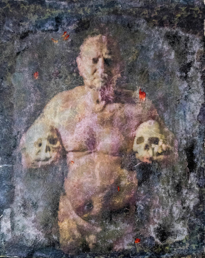 Skull Mixed Media - On the Altar of Skull Carson #3. a self-portrait, 2016 by Wayne Higgs