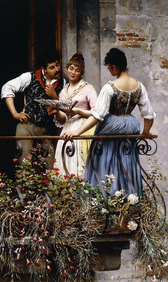 Flower Painting - On the Balcony  by Eugen von Blaas 